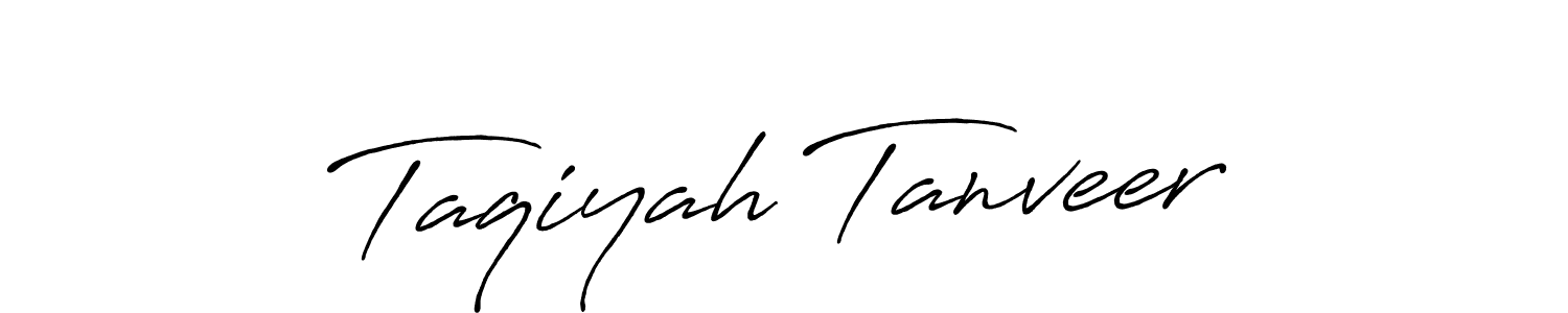 How to make Taqiyah Tanveer name signature. Use Antro_Vectra_Bolder style for creating short signs online. This is the latest handwritten sign. Taqiyah Tanveer signature style 7 images and pictures png