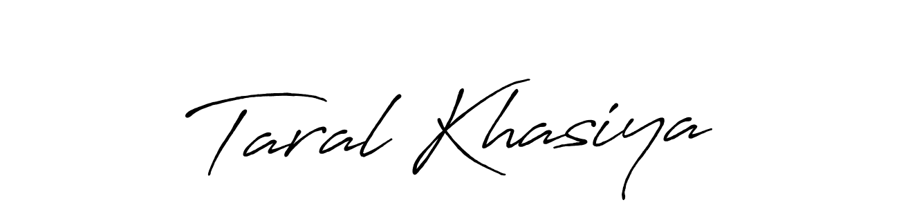 Antro_Vectra_Bolder is a professional signature style that is perfect for those who want to add a touch of class to their signature. It is also a great choice for those who want to make their signature more unique. Get Taral Khasiya name to fancy signature for free. Taral Khasiya signature style 7 images and pictures png