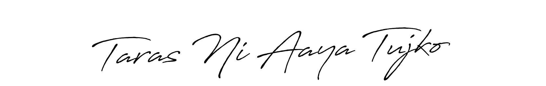 Make a beautiful signature design for name Taras Ni Aaya Tujko. With this signature (Antro_Vectra_Bolder) style, you can create a handwritten signature for free. Taras Ni Aaya Tujko signature style 7 images and pictures png