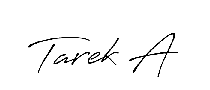 How to make Tarek A name signature. Use Antro_Vectra_Bolder style for creating short signs online. This is the latest handwritten sign. Tarek A signature style 7 images and pictures png