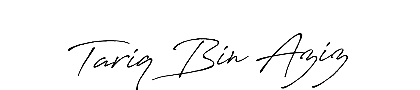 Antro_Vectra_Bolder is a professional signature style that is perfect for those who want to add a touch of class to their signature. It is also a great choice for those who want to make their signature more unique. Get Tariq Bin Aziz name to fancy signature for free. Tariq Bin Aziz signature style 7 images and pictures png