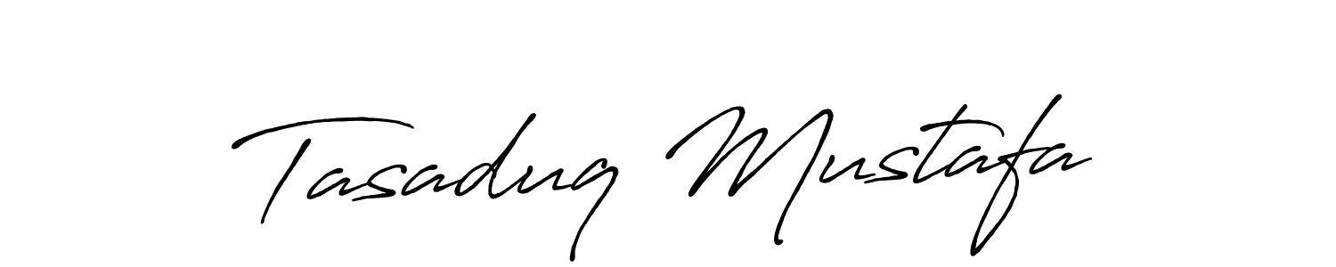 Make a beautiful signature design for name Tasaduq Mustafa. With this signature (Antro_Vectra_Bolder) style, you can create a handwritten signature for free. Tasaduq Mustafa signature style 7 images and pictures png