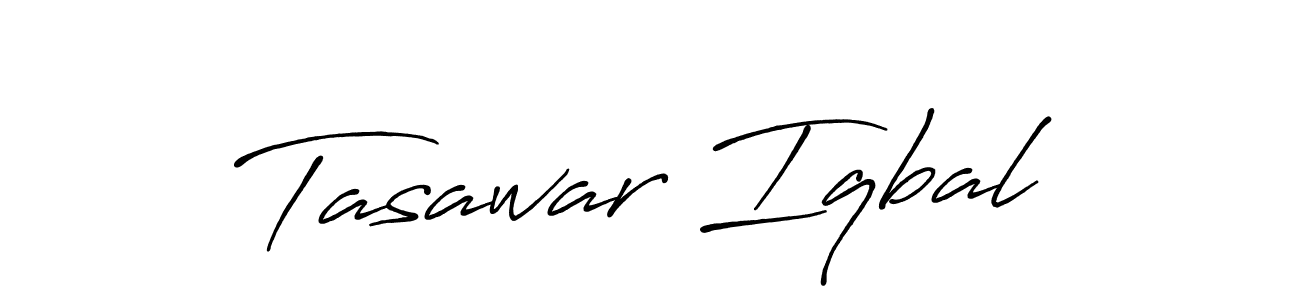 How to make Tasawar Iqbal name signature. Use Antro_Vectra_Bolder style for creating short signs online. This is the latest handwritten sign. Tasawar Iqbal signature style 7 images and pictures png