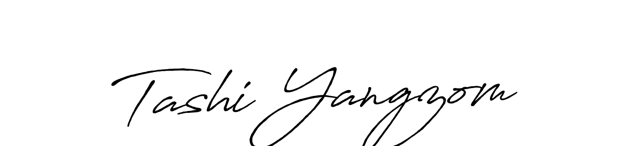 Create a beautiful signature design for name Tashi Yangzom. With this signature (Antro_Vectra_Bolder) fonts, you can make a handwritten signature for free. Tashi Yangzom signature style 7 images and pictures png