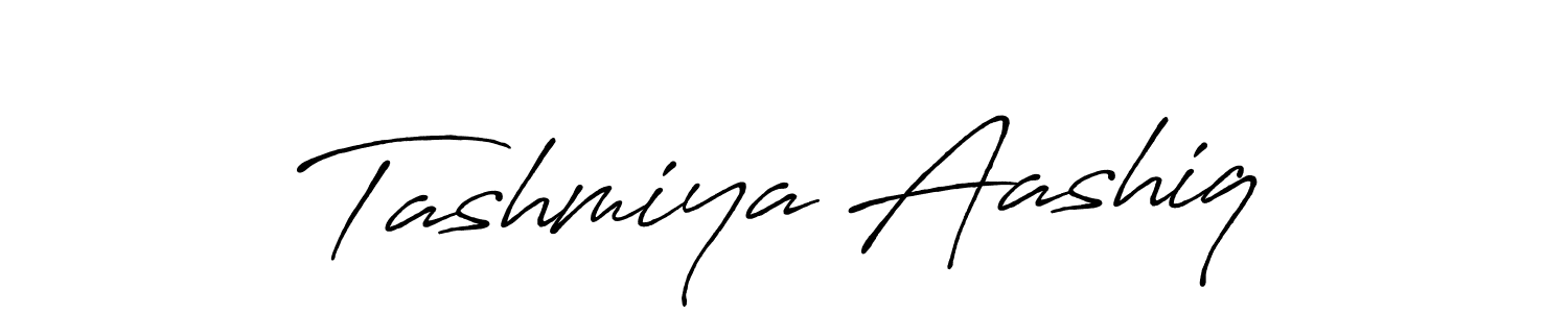 Create a beautiful signature design for name Tashmiya Aashiq. With this signature (Antro_Vectra_Bolder) fonts, you can make a handwritten signature for free. Tashmiya Aashiq signature style 7 images and pictures png