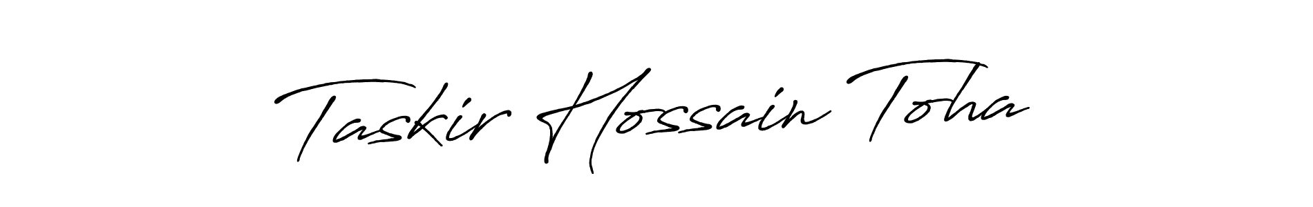 How to make Taskir Hossain Toha name signature. Use Antro_Vectra_Bolder style for creating short signs online. This is the latest handwritten sign. Taskir Hossain Toha signature style 7 images and pictures png