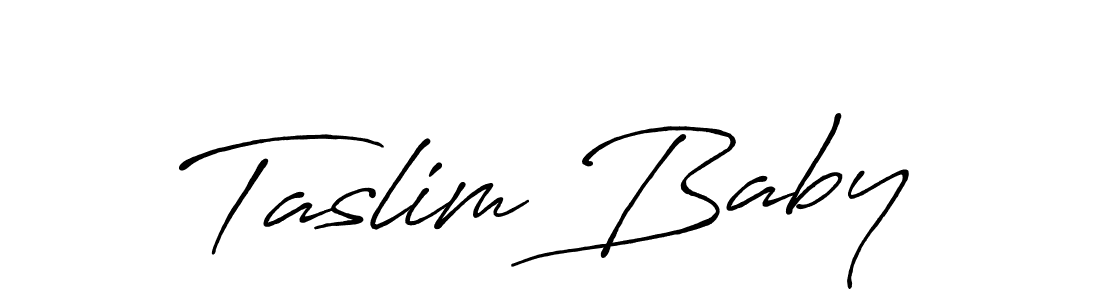 Create a beautiful signature design for name Taslim Baby. With this signature (Antro_Vectra_Bolder) fonts, you can make a handwritten signature for free. Taslim Baby signature style 7 images and pictures png