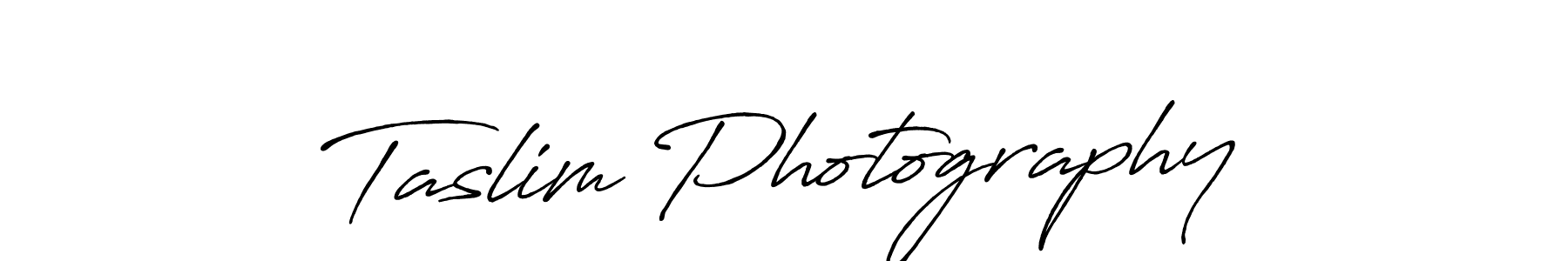 How to make Taslim Photography signature? Antro_Vectra_Bolder is a professional autograph style. Create handwritten signature for Taslim Photography name. Taslim Photography signature style 7 images and pictures png