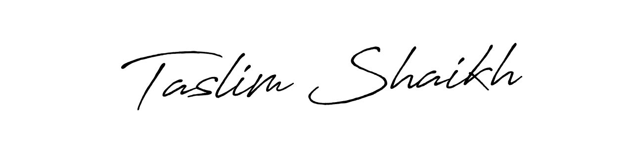 if you are searching for the best signature style for your name Taslim Shaikh. so please give up your signature search. here we have designed multiple signature styles  using Antro_Vectra_Bolder. Taslim Shaikh signature style 7 images and pictures png