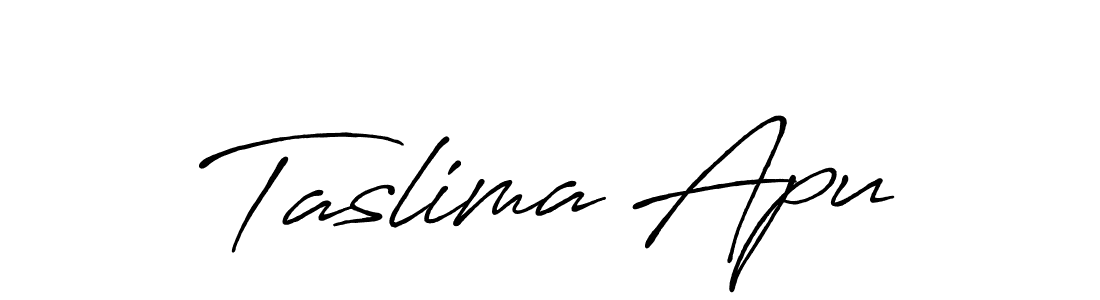 How to make Taslima Apu name signature. Use Antro_Vectra_Bolder style for creating short signs online. This is the latest handwritten sign. Taslima Apu signature style 7 images and pictures png