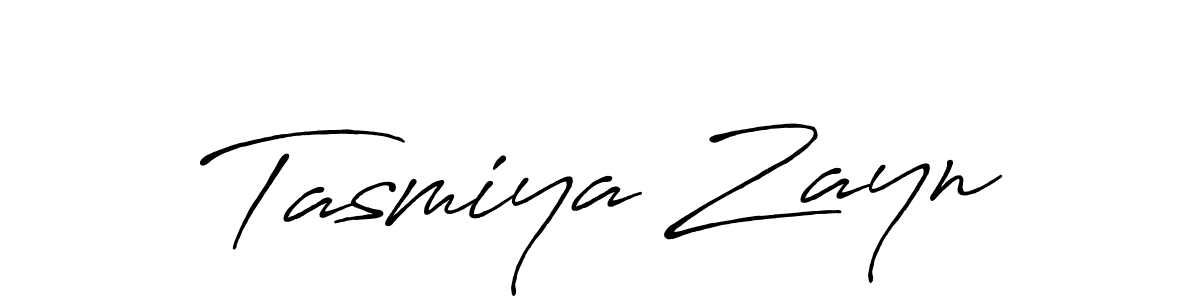 Make a beautiful signature design for name Tasmiya Zayn. With this signature (Antro_Vectra_Bolder) style, you can create a handwritten signature for free. Tasmiya Zayn signature style 7 images and pictures png