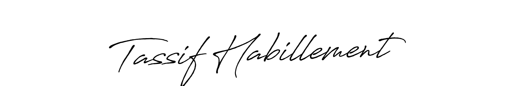 Create a beautiful signature design for name Tassif Habillement. With this signature (Antro_Vectra_Bolder) fonts, you can make a handwritten signature for free. Tassif Habillement signature style 7 images and pictures png