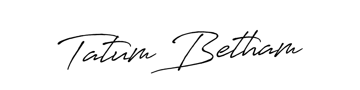 Antro_Vectra_Bolder is a professional signature style that is perfect for those who want to add a touch of class to their signature. It is also a great choice for those who want to make their signature more unique. Get Tatum Betham name to fancy signature for free. Tatum Betham signature style 7 images and pictures png