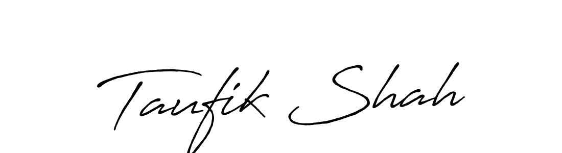 How to make Taufik Shah name signature. Use Antro_Vectra_Bolder style for creating short signs online. This is the latest handwritten sign. Taufik Shah signature style 7 images and pictures png