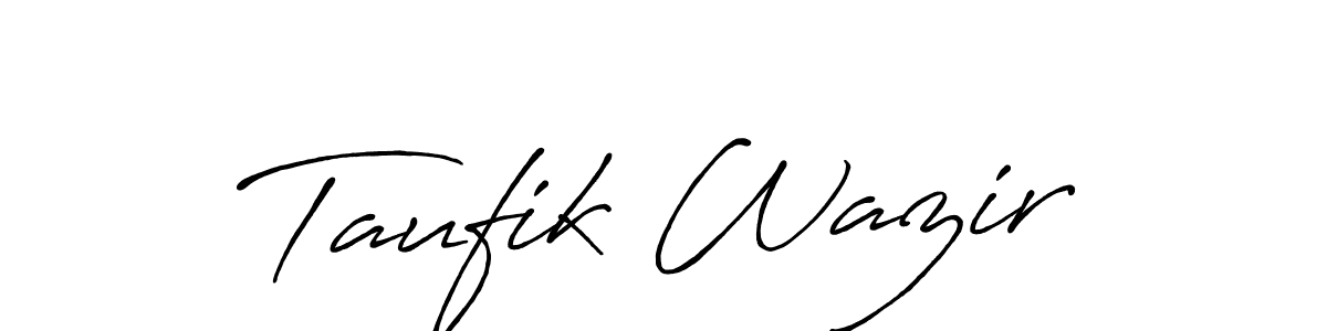 Also You can easily find your signature by using the search form. We will create Taufik Wazir name handwritten signature images for you free of cost using Antro_Vectra_Bolder sign style. Taufik Wazir signature style 7 images and pictures png