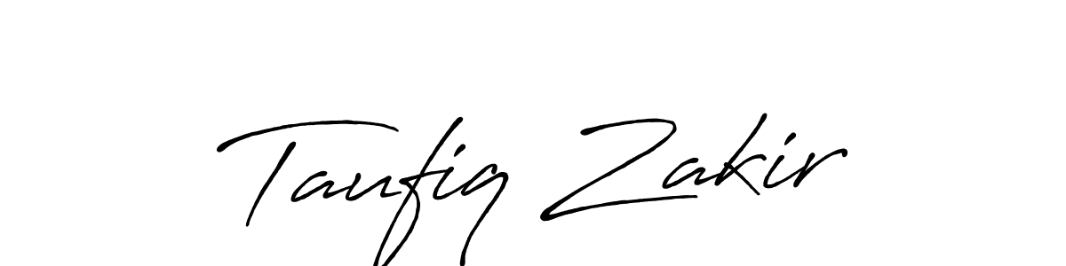 How to make Taufiq Zakir name signature. Use Antro_Vectra_Bolder style for creating short signs online. This is the latest handwritten sign. Taufiq Zakir signature style 7 images and pictures png