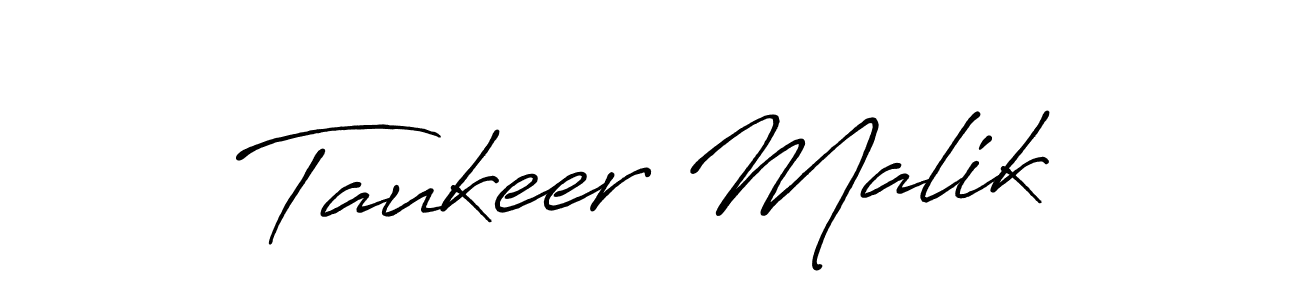 Create a beautiful signature design for name Taukeer Malik. With this signature (Antro_Vectra_Bolder) fonts, you can make a handwritten signature for free. Taukeer Malik signature style 7 images and pictures png