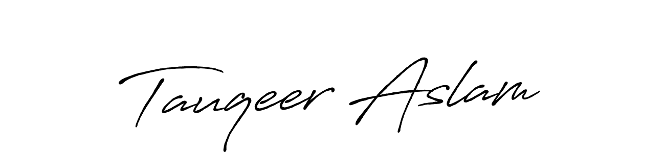 How to make Tauqeer Aslam name signature. Use Antro_Vectra_Bolder style for creating short signs online. This is the latest handwritten sign. Tauqeer Aslam signature style 7 images and pictures png