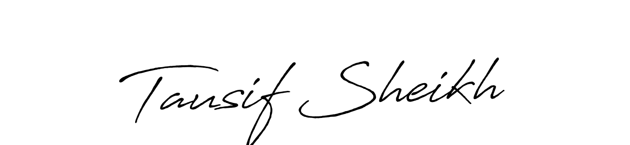 Use a signature maker to create a handwritten signature online. With this signature software, you can design (Antro_Vectra_Bolder) your own signature for name Tausif Sheikh. Tausif Sheikh signature style 7 images and pictures png