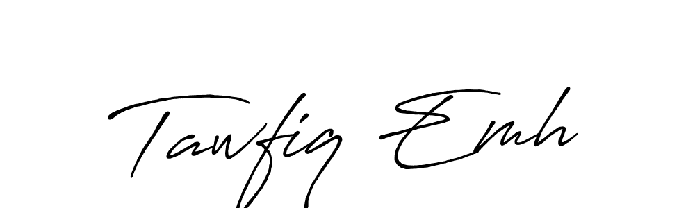 Use a signature maker to create a handwritten signature online. With this signature software, you can design (Antro_Vectra_Bolder) your own signature for name Tawfiq Emh. Tawfiq Emh signature style 7 images and pictures png