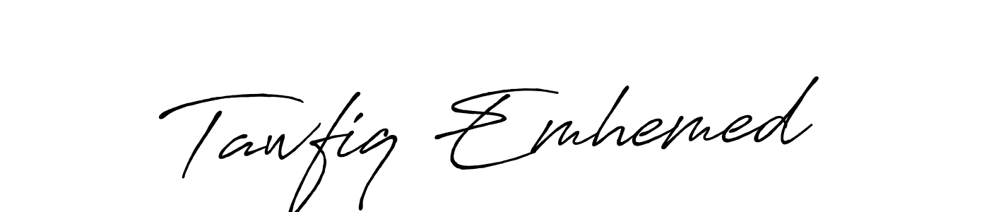 How to make Tawfiq Emhemed name signature. Use Antro_Vectra_Bolder style for creating short signs online. This is the latest handwritten sign. Tawfiq Emhemed signature style 7 images and pictures png