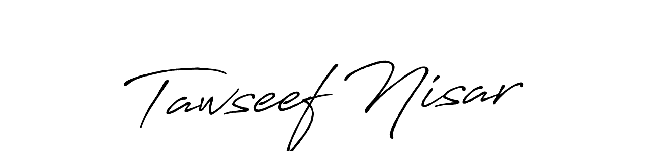 How to make Tawseef Nisar name signature. Use Antro_Vectra_Bolder style for creating short signs online. This is the latest handwritten sign. Tawseef Nisar signature style 7 images and pictures png