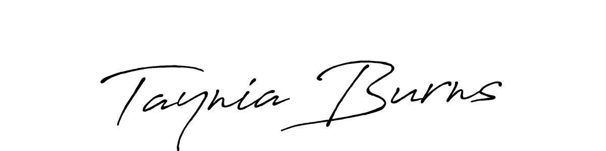 Make a beautiful signature design for name Taynia Burns. With this signature (Antro_Vectra_Bolder) style, you can create a handwritten signature for free. Taynia Burns signature style 7 images and pictures png
