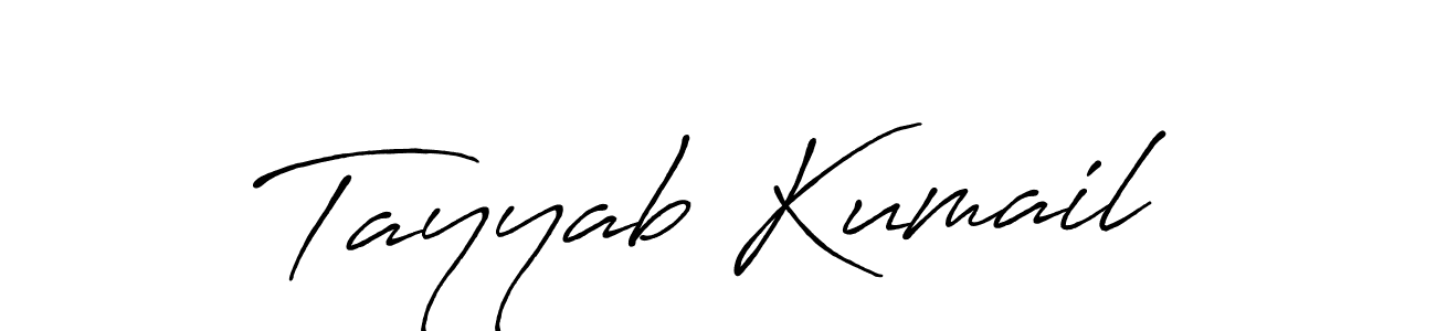 The best way (Antro_Vectra_Bolder) to make a short signature is to pick only two or three words in your name. The name Tayyab Kumail include a total of six letters. For converting this name. Tayyab Kumail signature style 7 images and pictures png