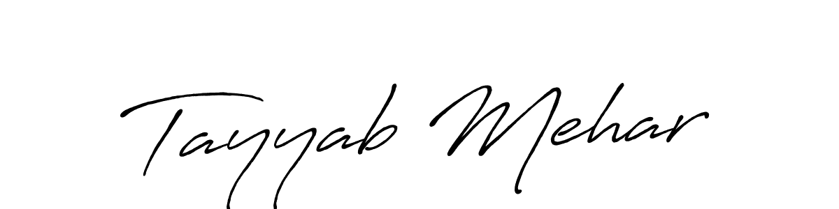 Create a beautiful signature design for name Tayyab Mehar. With this signature (Antro_Vectra_Bolder) fonts, you can make a handwritten signature for free. Tayyab Mehar signature style 7 images and pictures png