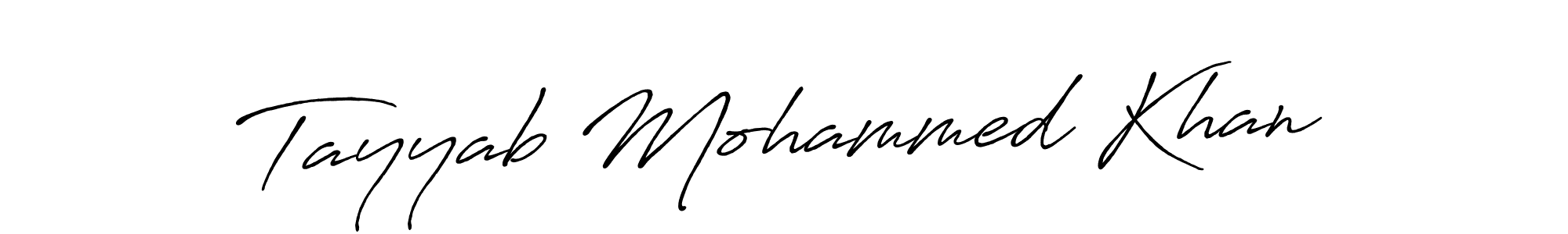 Antro_Vectra_Bolder is a professional signature style that is perfect for those who want to add a touch of class to their signature. It is also a great choice for those who want to make their signature more unique. Get Tayyab Mohammed Khan name to fancy signature for free. Tayyab Mohammed Khan signature style 7 images and pictures png