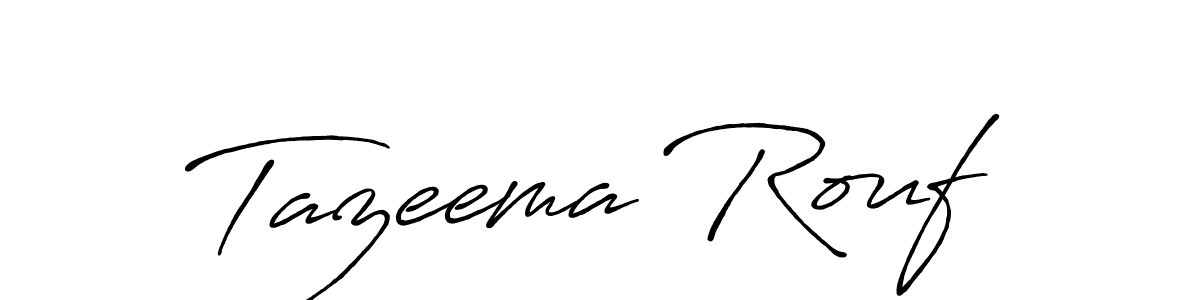 The best way (Antro_Vectra_Bolder) to make a short signature is to pick only two or three words in your name. The name Tazeema Rouf include a total of six letters. For converting this name. Tazeema Rouf signature style 7 images and pictures png