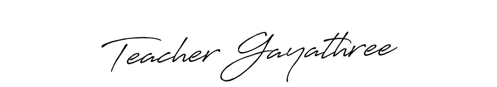 Use a signature maker to create a handwritten signature online. With this signature software, you can design (Antro_Vectra_Bolder) your own signature for name Teacher Gayathree. Teacher Gayathree signature style 7 images and pictures png