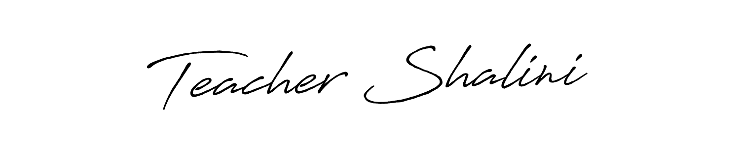 Use a signature maker to create a handwritten signature online. With this signature software, you can design (Antro_Vectra_Bolder) your own signature for name Teacher Shalini. Teacher Shalini signature style 7 images and pictures png