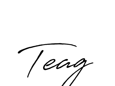 How to make Teag name signature. Use Antro_Vectra_Bolder style for creating short signs online. This is the latest handwritten sign. Teag signature style 7 images and pictures png