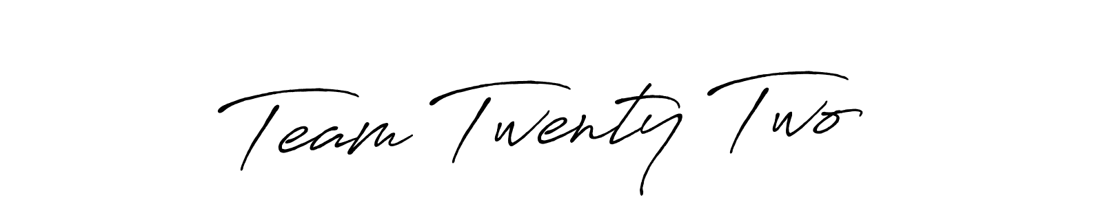 Use a signature maker to create a handwritten signature online. With this signature software, you can design (Antro_Vectra_Bolder) your own signature for name Team Twenty Two ;o). Team Twenty Two ;o) signature style 7 images and pictures png