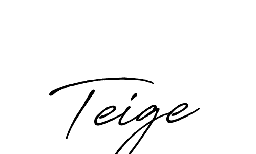 How to make Teige name signature. Use Antro_Vectra_Bolder style for creating short signs online. This is the latest handwritten sign. Teige signature style 7 images and pictures png
