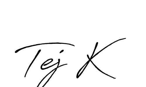 Create a beautiful signature design for name Tej K. With this signature (Antro_Vectra_Bolder) fonts, you can make a handwritten signature for free. Tej K signature style 7 images and pictures png