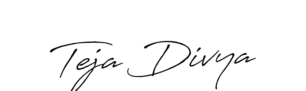 Make a beautiful signature design for name Teja Divya. With this signature (Antro_Vectra_Bolder) style, you can create a handwritten signature for free. Teja Divya signature style 7 images and pictures png