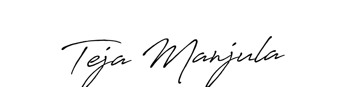 The best way (Antro_Vectra_Bolder) to make a short signature is to pick only two or three words in your name. The name Teja Manjula include a total of six letters. For converting this name. Teja Manjula signature style 7 images and pictures png