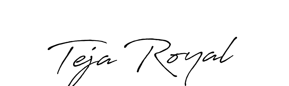 Teja Royal stylish signature style. Best Handwritten Sign (Antro_Vectra_Bolder) for my name. Handwritten Signature Collection Ideas for my name Teja Royal. Teja Royal signature style 7 images and pictures png