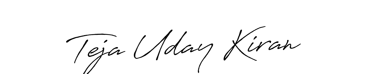 Create a beautiful signature design for name Teja Uday Kiran. With this signature (Antro_Vectra_Bolder) fonts, you can make a handwritten signature for free. Teja Uday Kiran signature style 7 images and pictures png