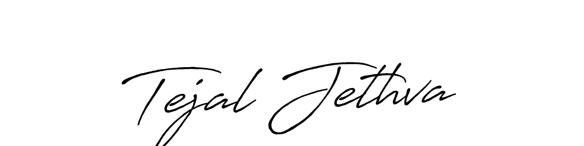 How to make Tejal Jethva name signature. Use Antro_Vectra_Bolder style for creating short signs online. This is the latest handwritten sign. Tejal Jethva signature style 7 images and pictures png