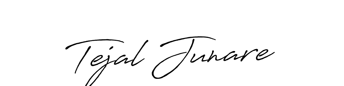 How to make Tejal Junare signature? Antro_Vectra_Bolder is a professional autograph style. Create handwritten signature for Tejal Junare name. Tejal Junare signature style 7 images and pictures png