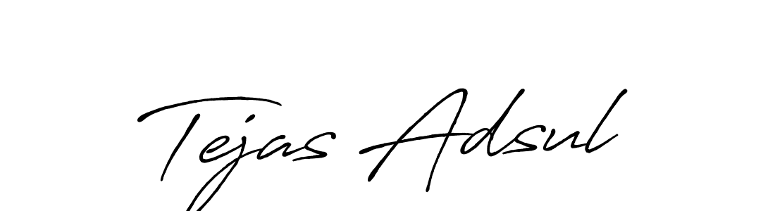 Make a beautiful signature design for name Tejas Adsul. With this signature (Antro_Vectra_Bolder) style, you can create a handwritten signature for free. Tejas Adsul signature style 7 images and pictures png