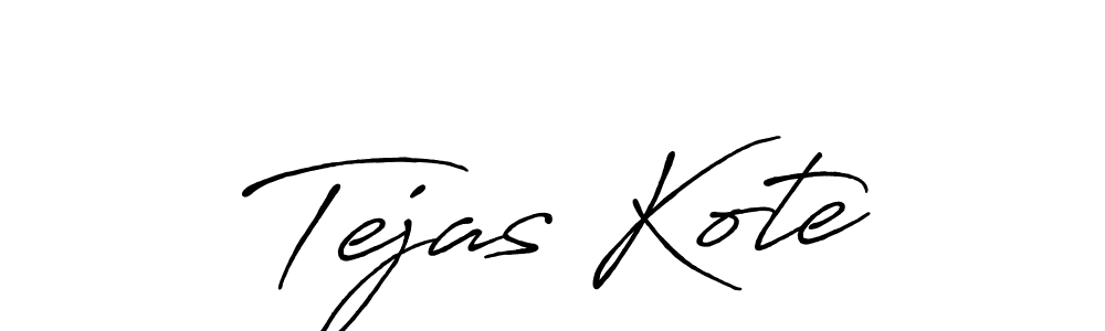 How to make Tejas Kote name signature. Use Antro_Vectra_Bolder style for creating short signs online. This is the latest handwritten sign. Tejas Kote signature style 7 images and pictures png