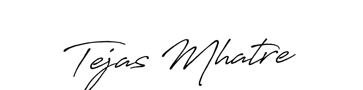How to make Tejas Mhatre name signature. Use Antro_Vectra_Bolder style for creating short signs online. This is the latest handwritten sign. Tejas Mhatre signature style 7 images and pictures png