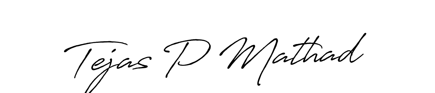 The best way (Antro_Vectra_Bolder) to make a short signature is to pick only two or three words in your name. The name Tejas P Mathad include a total of six letters. For converting this name. Tejas P Mathad signature style 7 images and pictures png