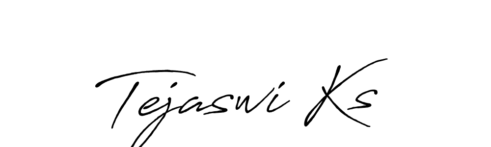 How to make Tejaswi Ks name signature. Use Antro_Vectra_Bolder style for creating short signs online. This is the latest handwritten sign. Tejaswi Ks signature style 7 images and pictures png