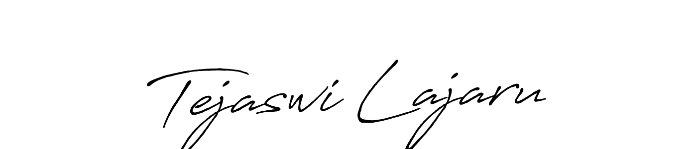 How to make Tejaswi Lajaru name signature. Use Antro_Vectra_Bolder style for creating short signs online. This is the latest handwritten sign. Tejaswi Lajaru signature style 7 images and pictures png
