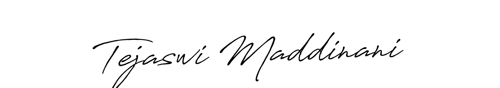 Create a beautiful signature design for name Tejaswi Maddinani. With this signature (Antro_Vectra_Bolder) fonts, you can make a handwritten signature for free. Tejaswi Maddinani signature style 7 images and pictures png